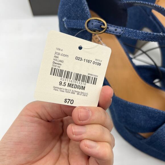 a.n.a Womens Holland Heeled Sandals Denim Platform Size 9.5M - Picture 6 of 15